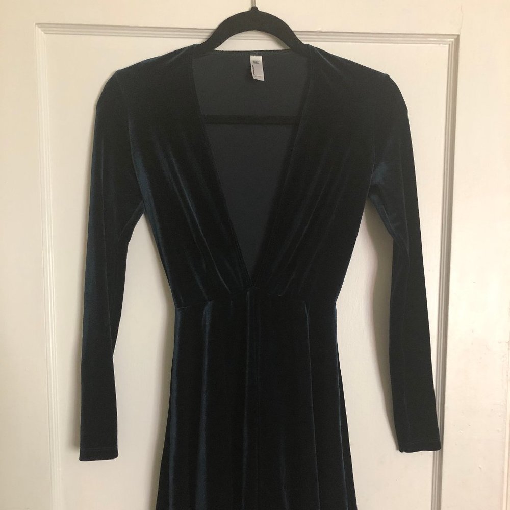 American Apparel Deep V Velvet Skater Dress